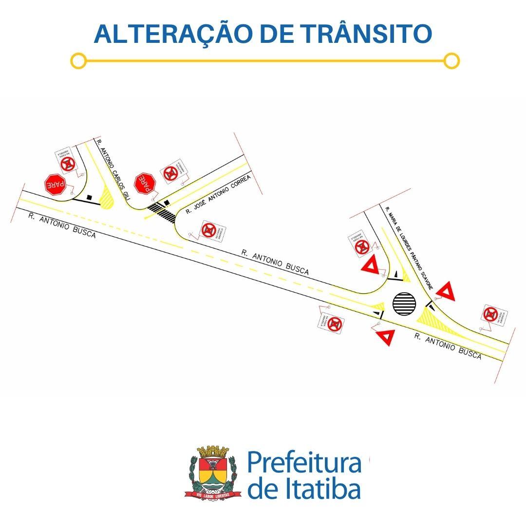 Prefeitura de Itatiba altera trânsito na Rua Antônio Busca