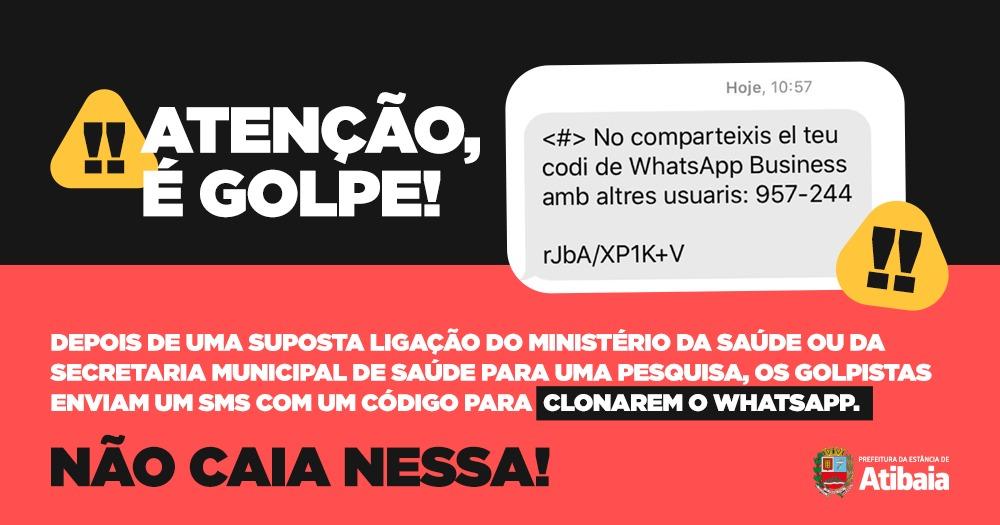 Prefeitura de Atibaia alerta sobre novo golpe da vacina para clonar WhatsApp