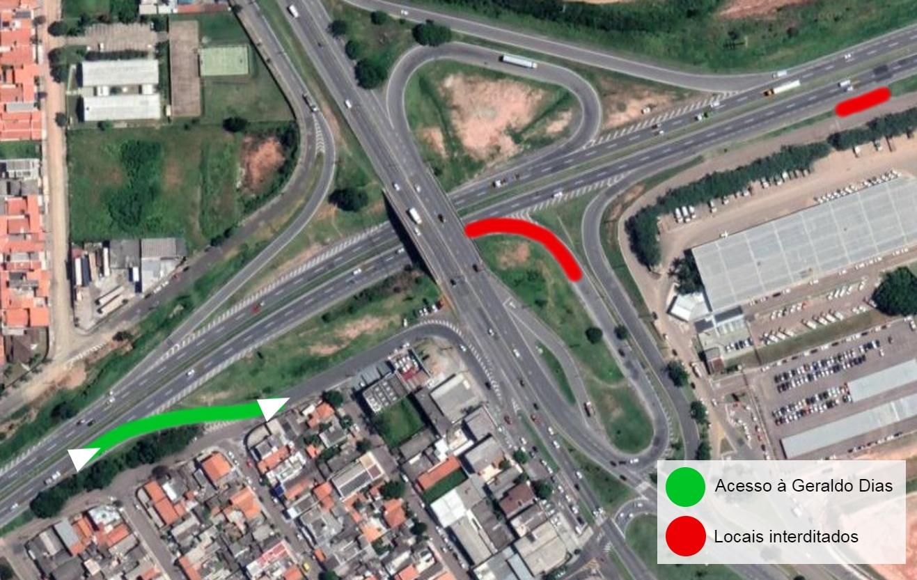 Rota das Bandeiras altera acesso da João Cereser (SP-360) para a Geraldo Dias (SP-332) a partir desta segunda-feira (23/08)