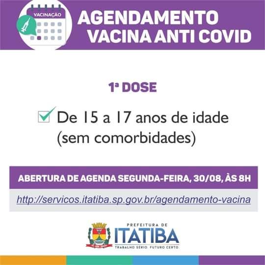 Vacinação covid: agendamento para adolescentes de 15 a 17 anos será aberto às 8h desta segunda-feira