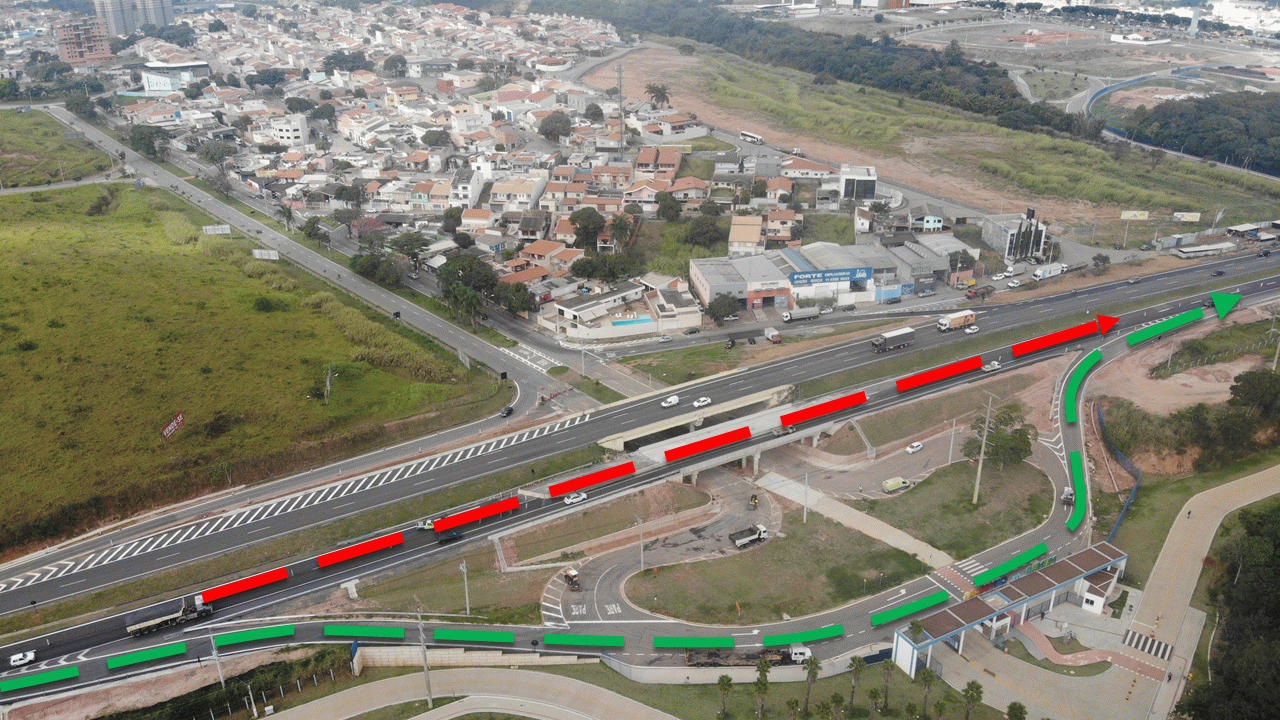 Rota das Bandeiras realiza desvio de tráfego em frente ao Mundo das Crianças, em Jundiaí, nesta quinta-feira