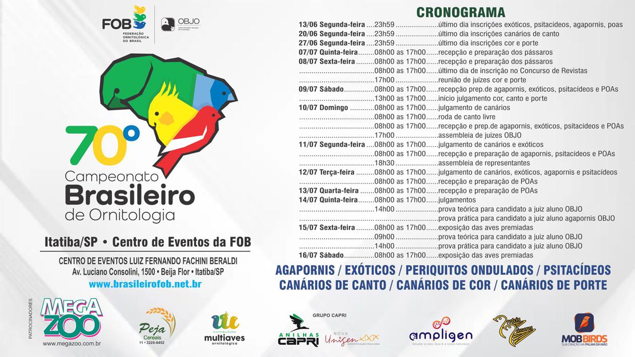 Campeonato Brasileiro de Ornitologia reunirá mais de 77 mil aves