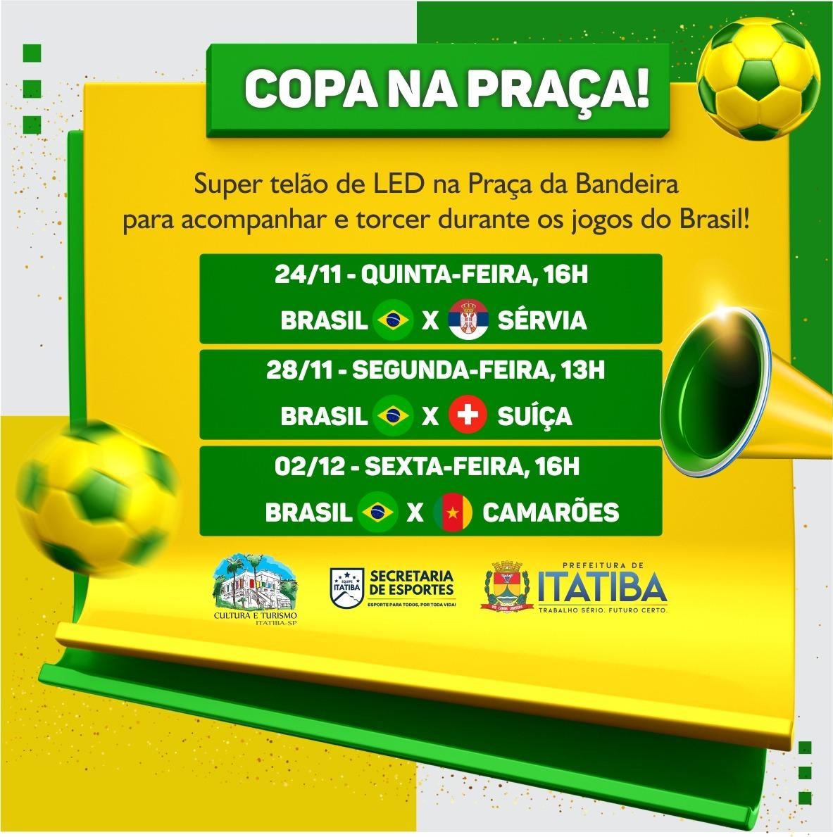 Prefeitura transmite jogos do Brasil na Copa do Mundo em quatro