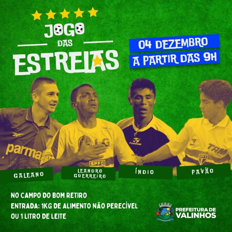 Valinhos terá ‘Jogo das Estrelas’ com craques do futebol brasileiro no próximo dia 4
