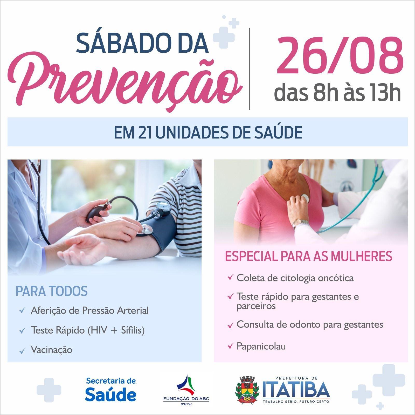 Secretaria de Saúde realizará Sábado da Prevenção com 21 unidades abertas