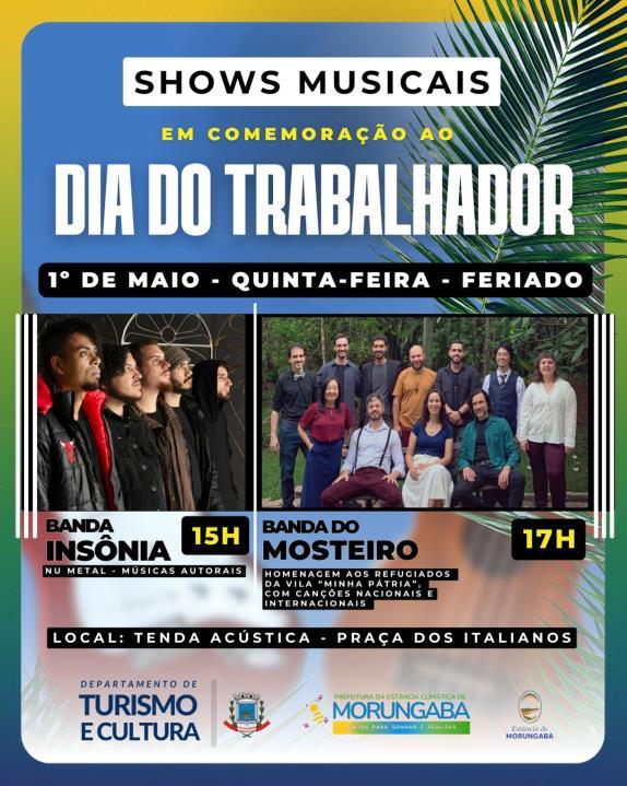 Morungaba celebra o Dia do Trabalhador com shows gratuitos na Praça dos Italianos