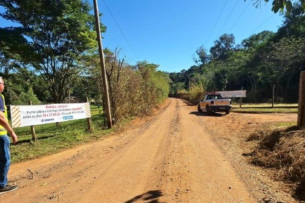 Confluência de estrada municipal terá interdição em ponte a partir desta terça
