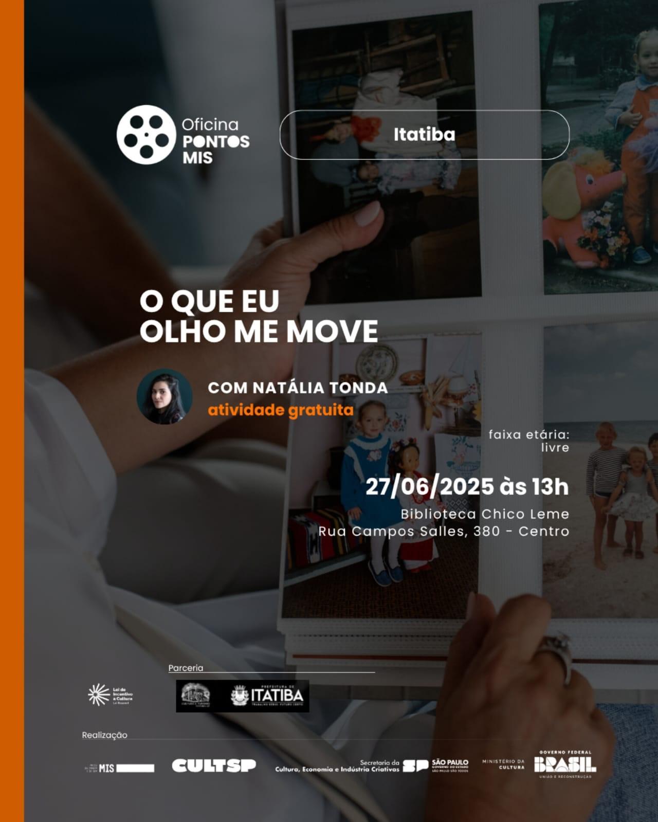 Oficina gratuita em Itatiba convida público a refletir sobre fotografia como documento de memória
