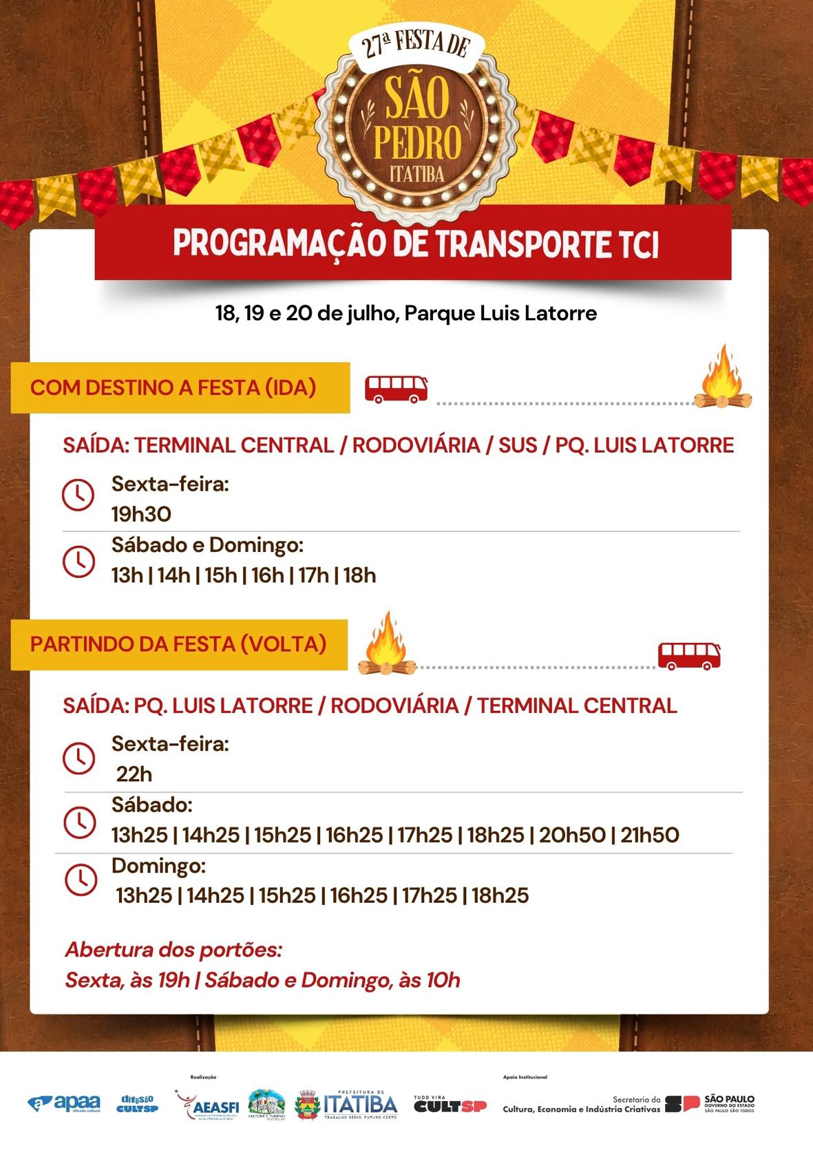 Transporte exclusivo facilita acesso à 27ª Festa de São Pedro