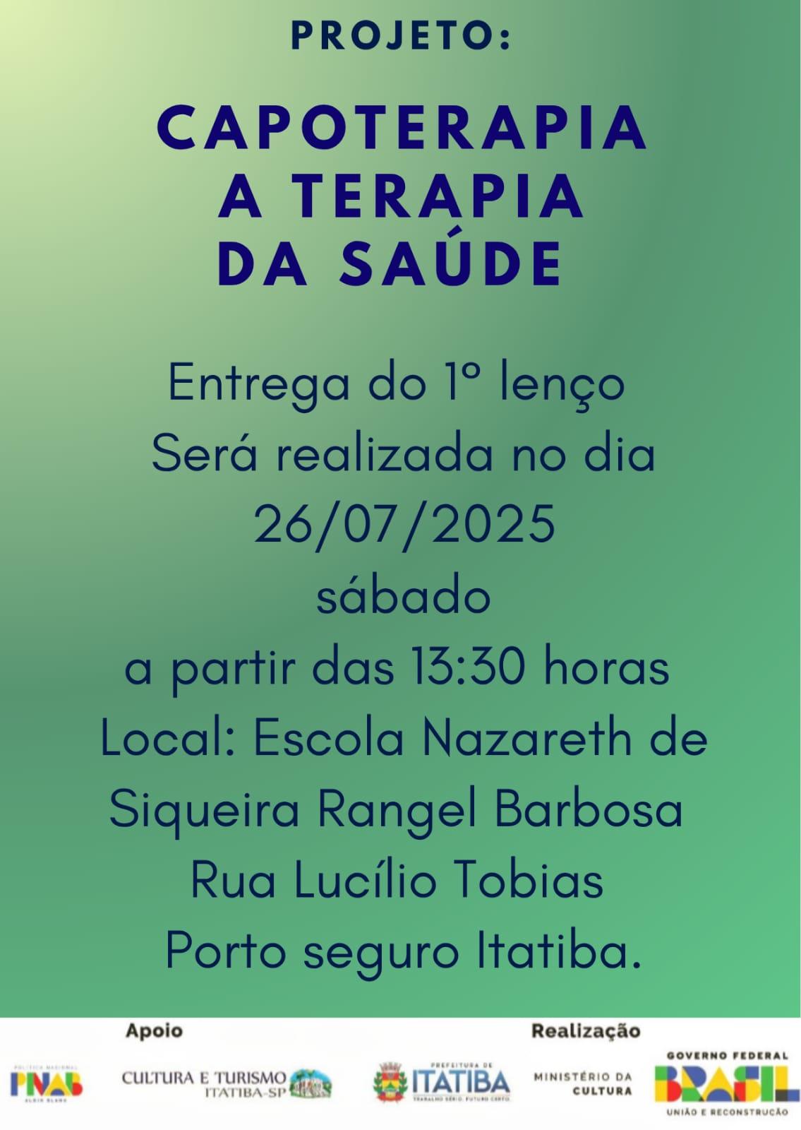 Projeto ‘Capoterapia - a Terapia da Saúde’, realiza entrega de lenços