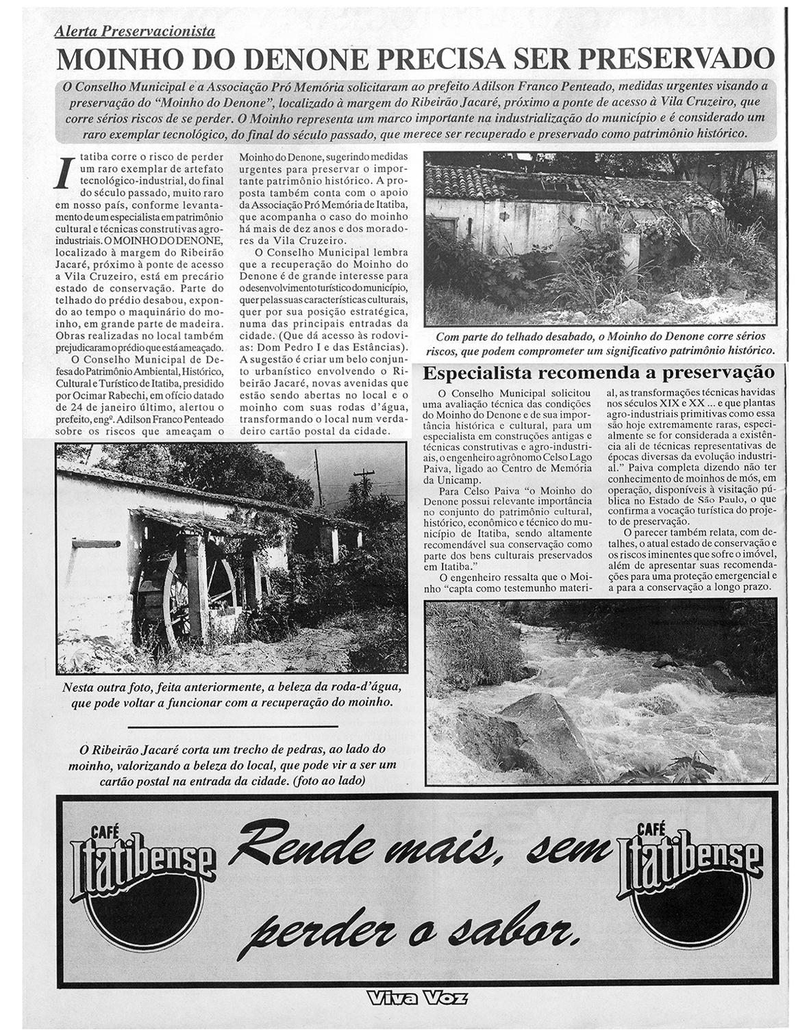A entrega da revitalização do Moinho do Denoni está próxima