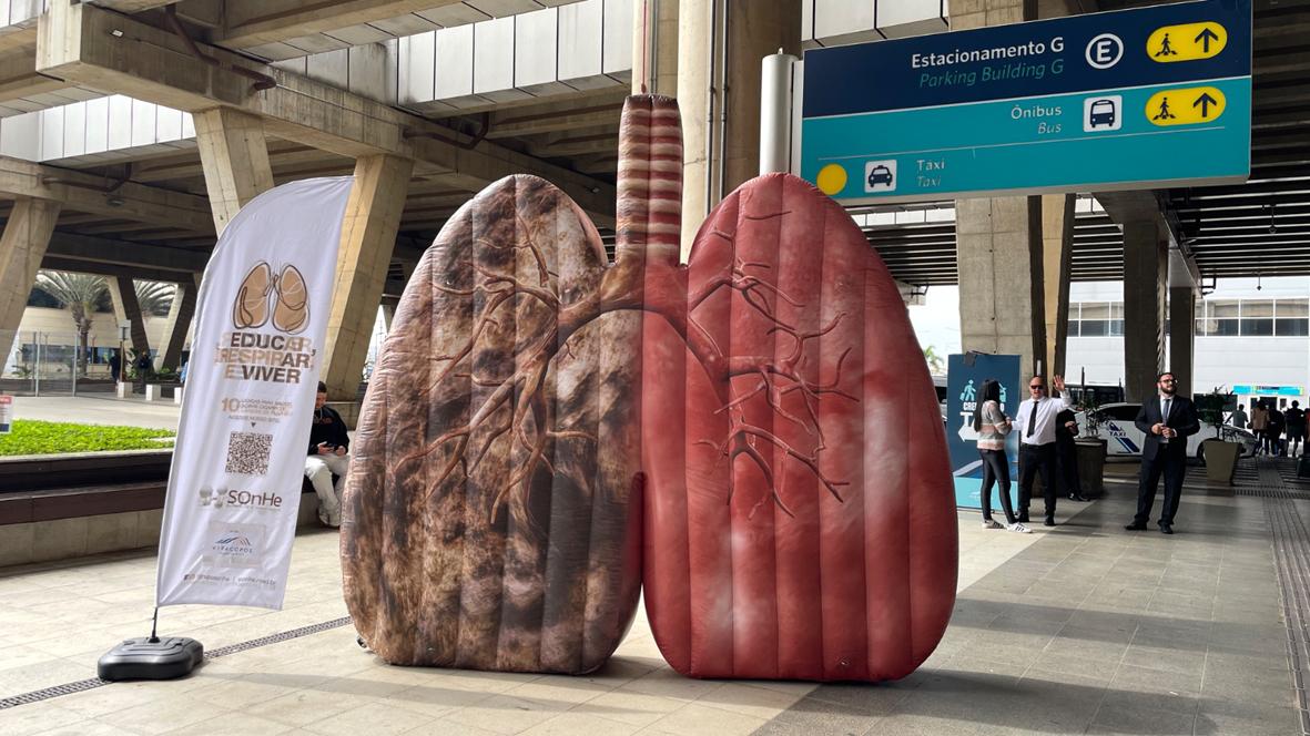 Morungaba recebe Pulmão Gigante pela 1ª vez em ação contra o tabagismo