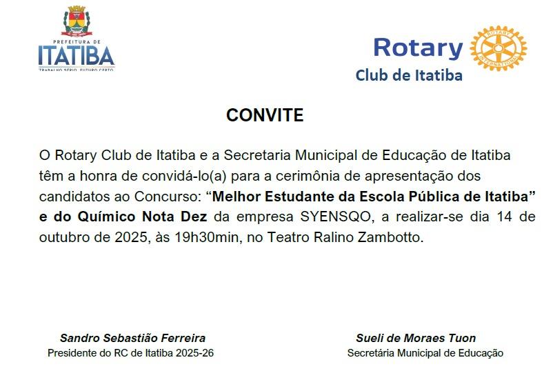 Apresentação dos candidatos ao “Melhor Estudante de Itatiba” acontece na próxima terça
