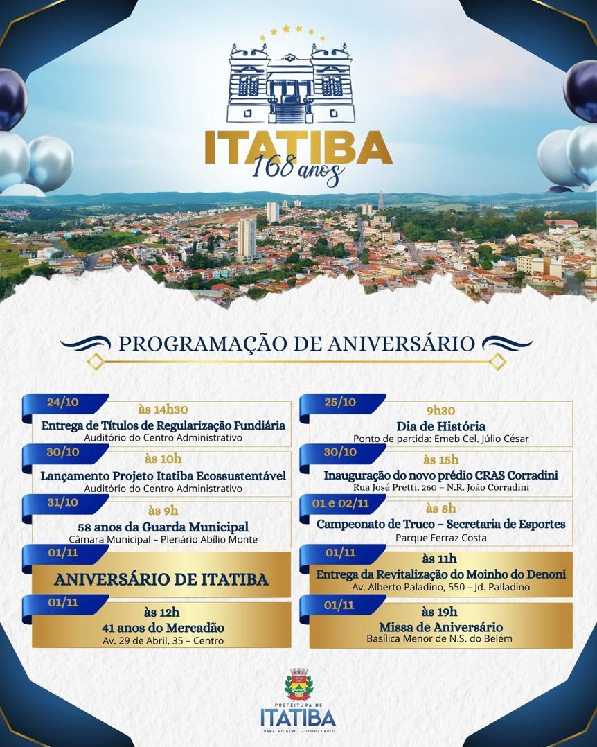 Itatiba celebra 168 anos com programação especial