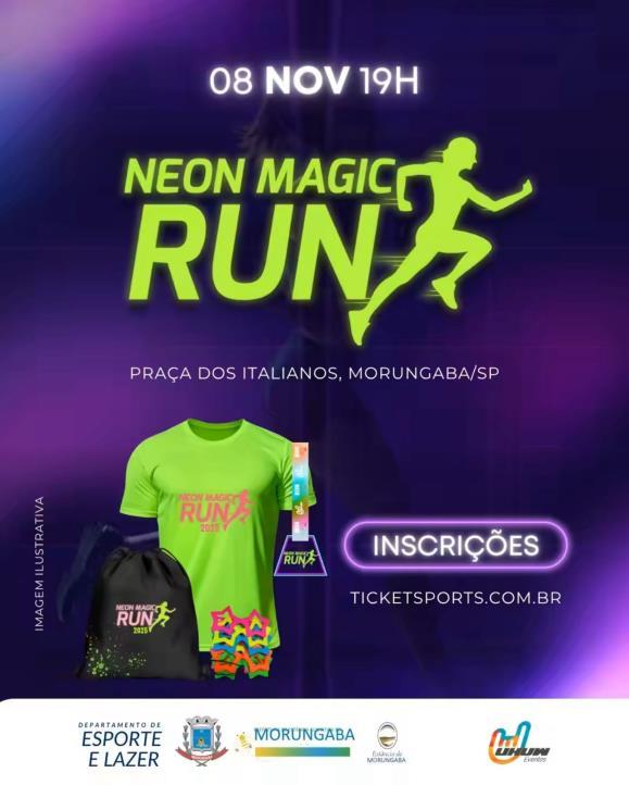 Neon Magic Run vai colorir a noite de Morungaba em 8 de novembro