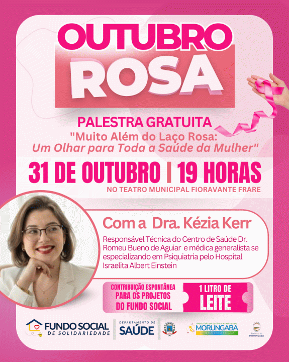 Palestra gratuita encerra programação do Outubro Rosa em Morungaba