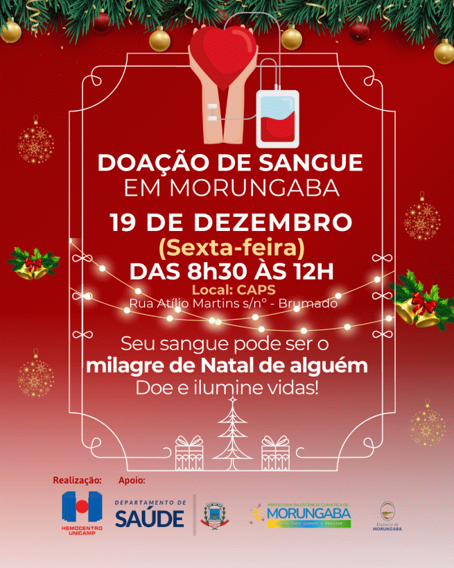 Doação de sangue em Morungaba: um gesto que pode ser o milagre de Natal para alguém