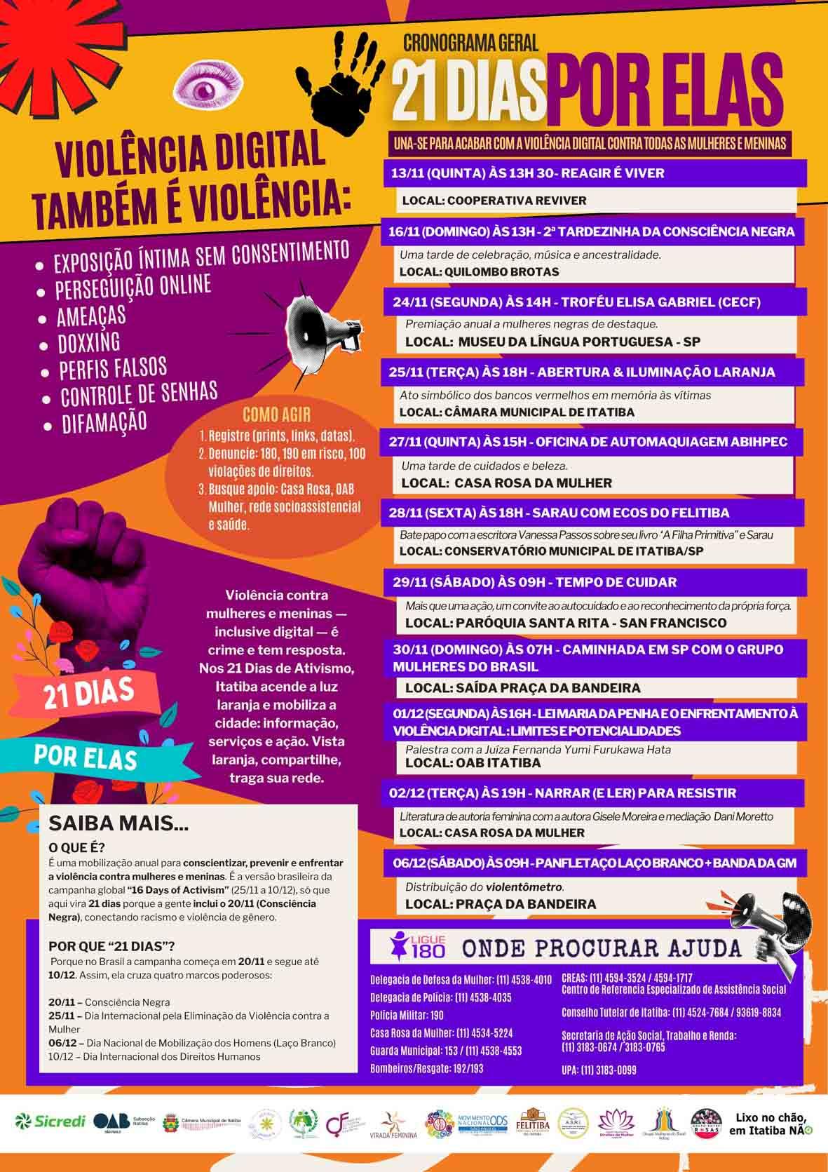 Itatiba inicia os “21 Dias por Elas” com mobilização ampliada e foco na violência digital