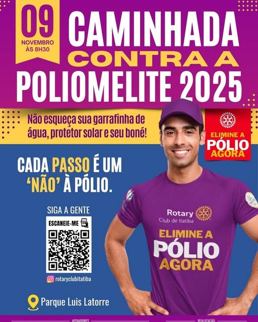 Rotary Clube Itatiba e ASRI promovem 1ª Caminhada Contra a Poliomielite neste domingo