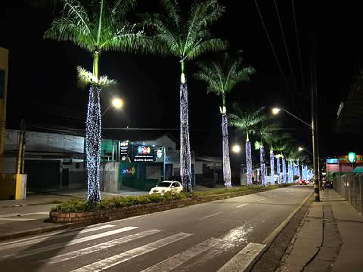 Rotatória da Domingos Paladino ganha luzes nesta terça e amplia circuito natalino da cidade