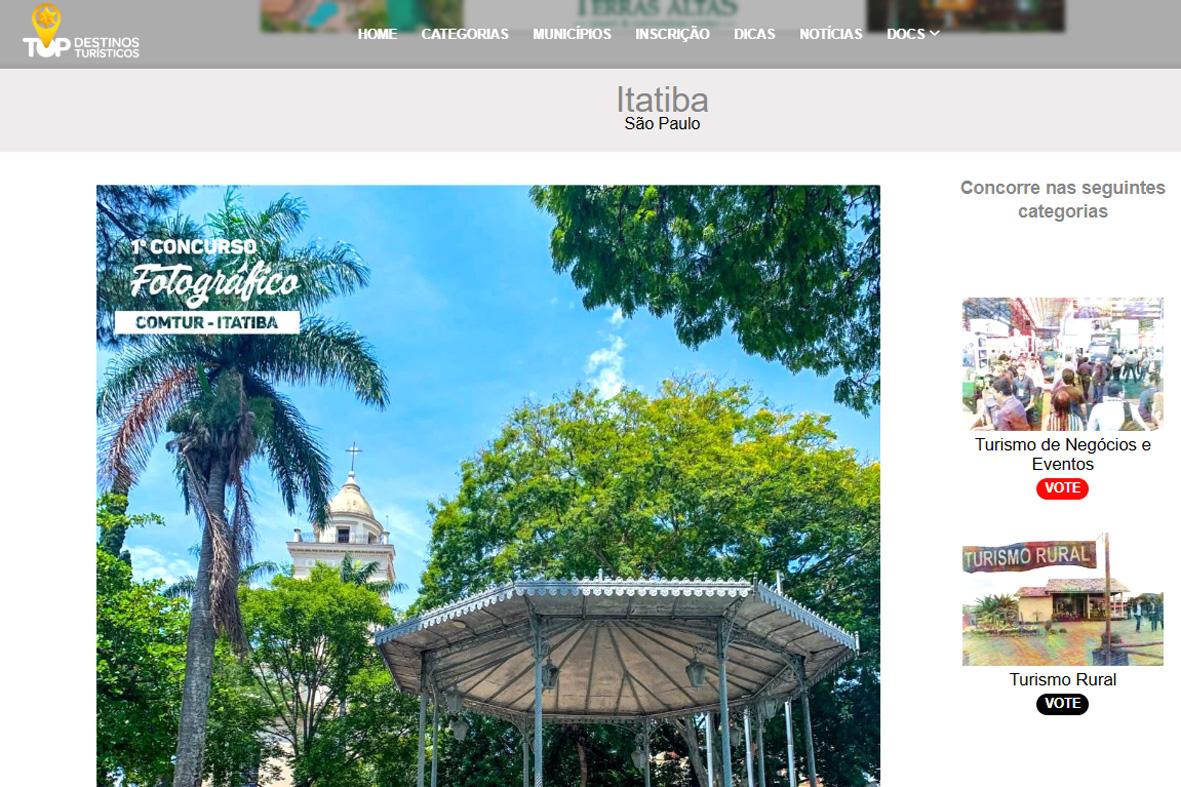 Votação popular para prêmios de turismo termina na segunda; Itatiba concorre em duas categorias