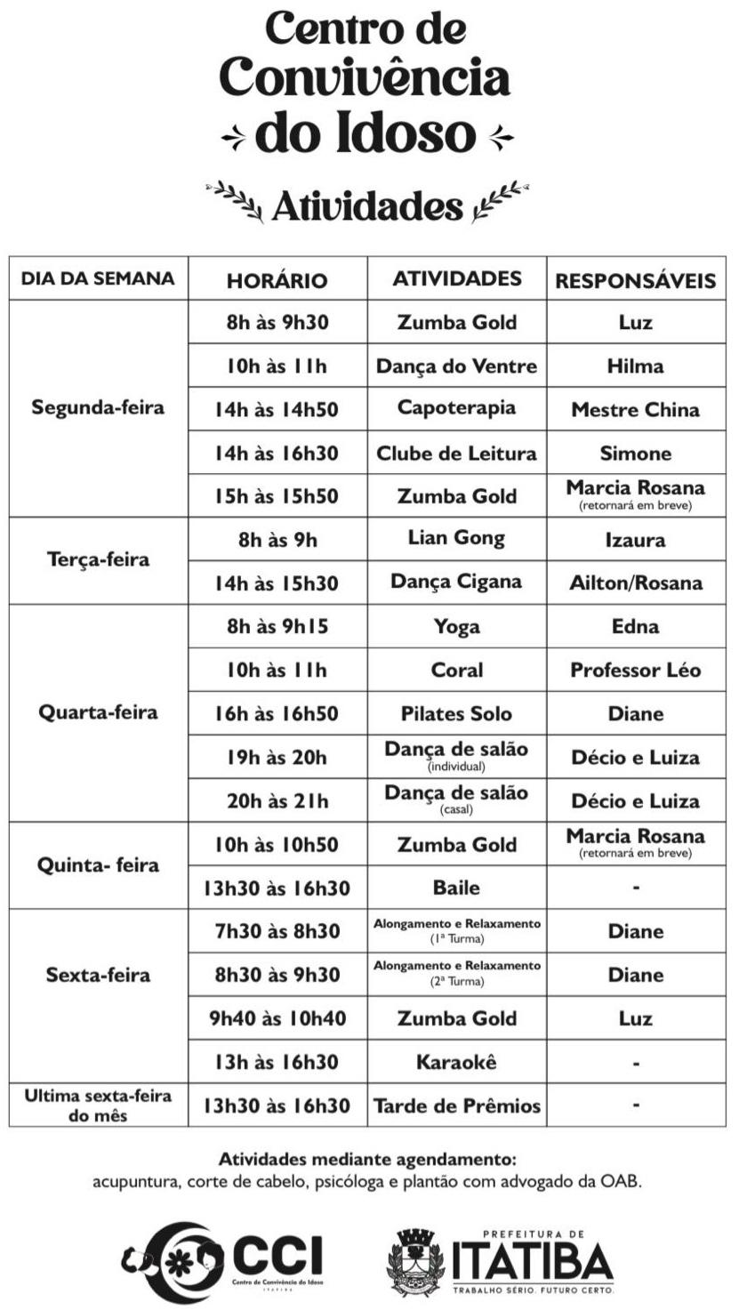 CCI de Itatiba retoma atividades em 2026 com agenda completa e novidades para a Melhor Idade CCI de Itatiba retoma atividades em 2026 com agenda completa e novidades para a Melhor Idade