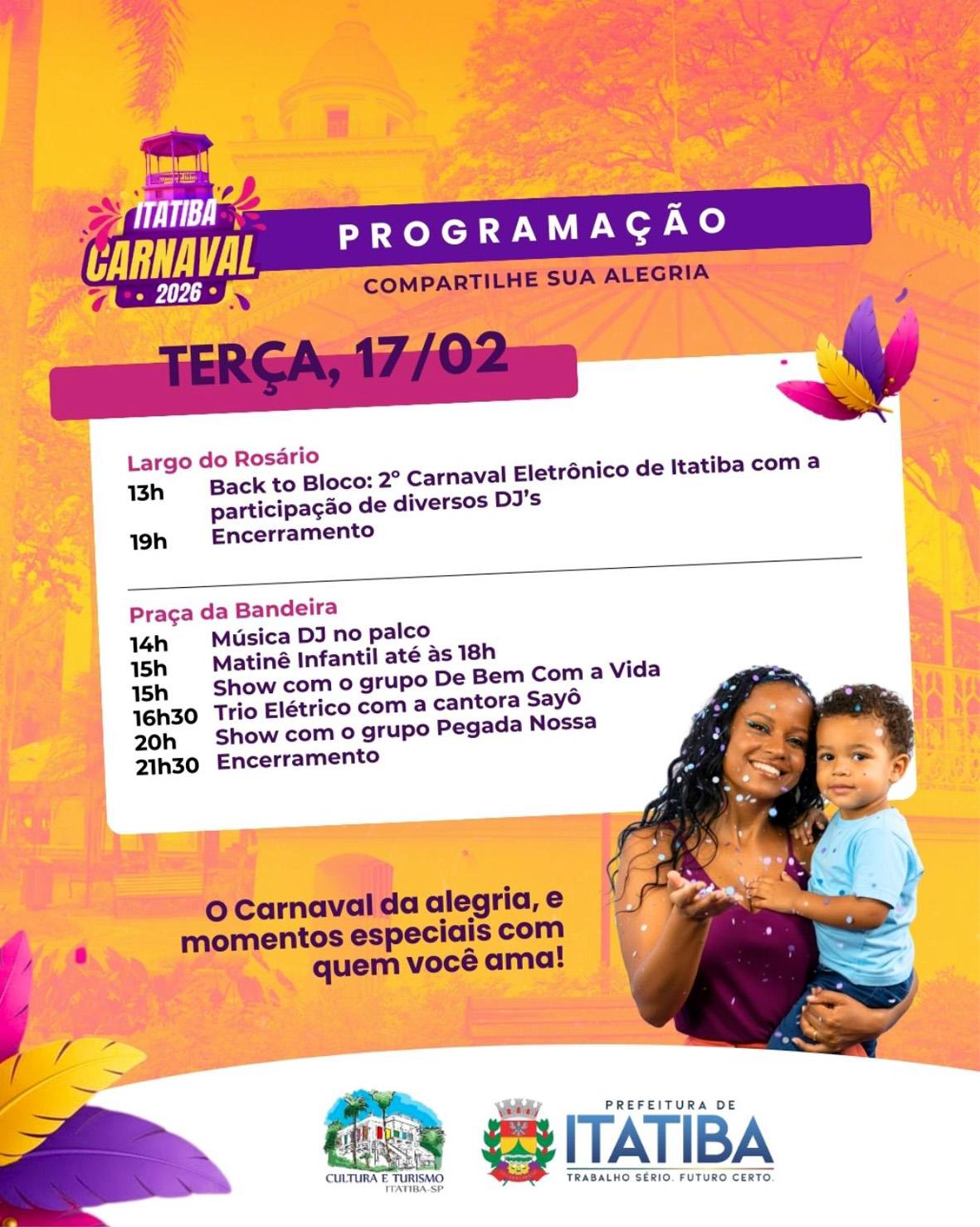 Sábado e domingo concentram blocos, trio elétrico e desfile da Águia Dourada no Carnaval 2026