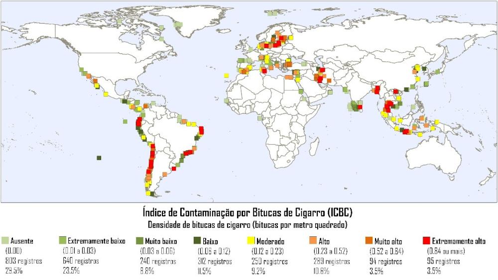 Lixo mais comum do planeta, 4,5 trilhões de bitucas de cigarro são lançadas por ano no mundo