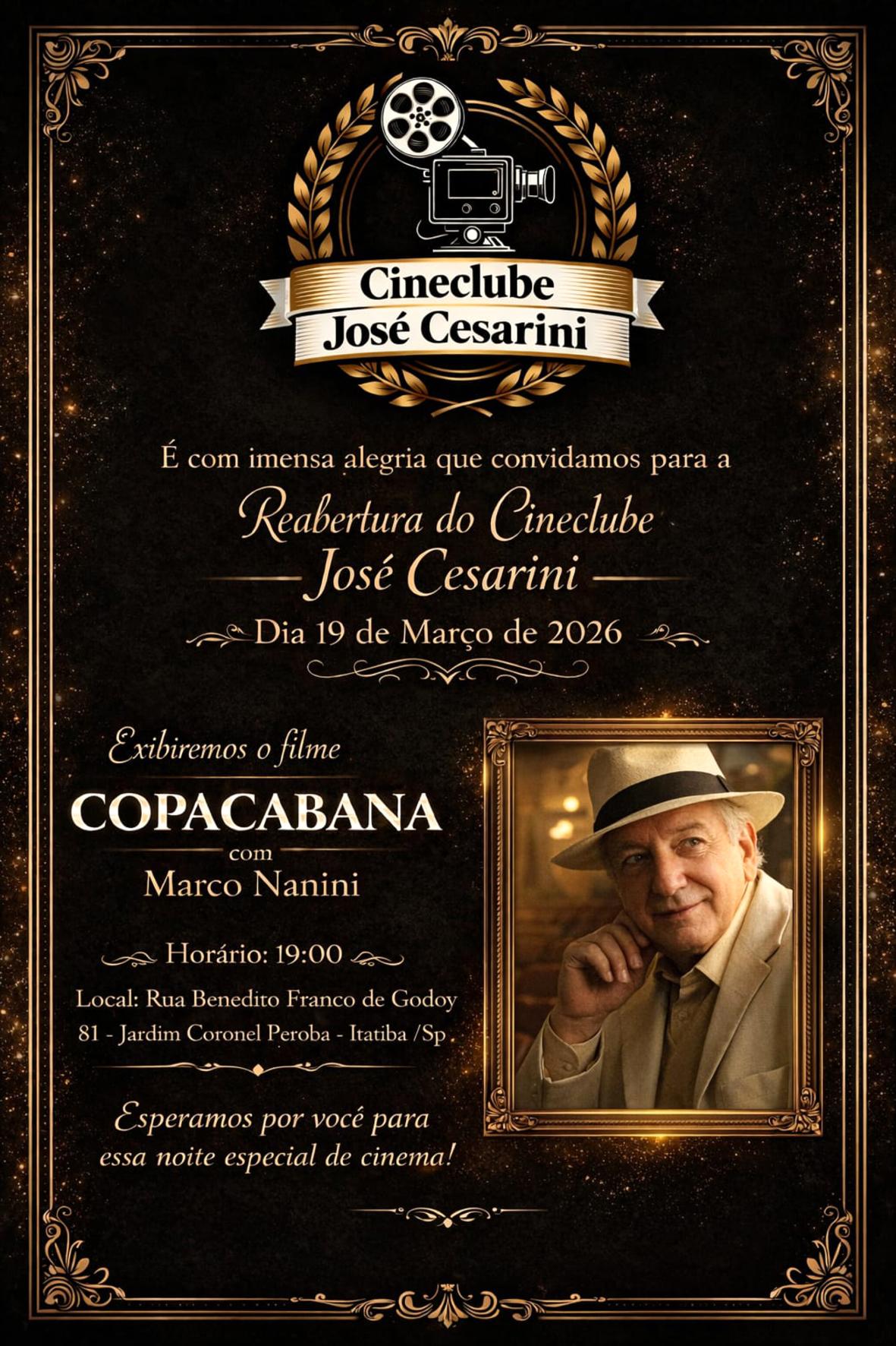 Cineclube José Cesarini retoma atividades com sessão especial nesta quinta