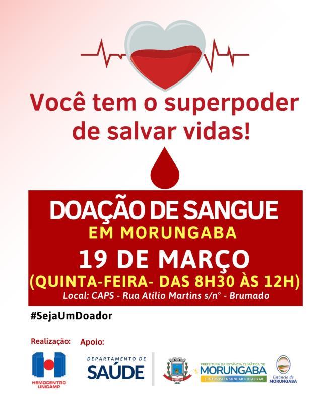 Morungaba promove campanha de doação de sangue na quinta-feira