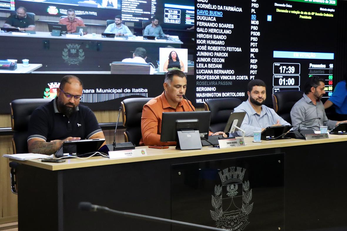 Sessão desta quarta tem três projetos em votação final na Câmara de Itatiba