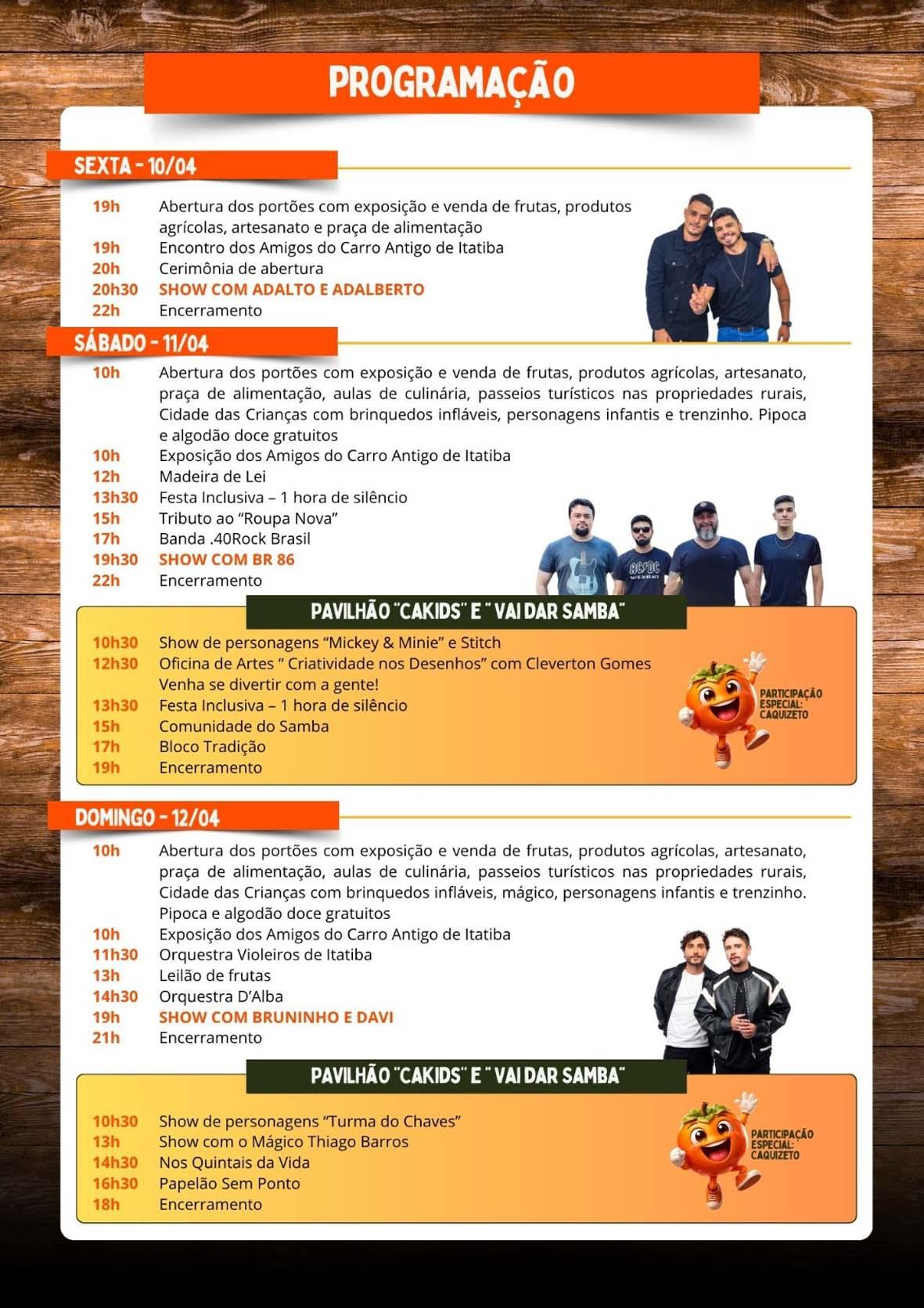 Festa do Caqui & Cia. 2026 terá programação diversificada com shows, cultura e atrações infantis Festa do Caqui & Cia. 2026 terá programação diversificada com shows, cultura e atrações infantis