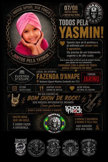 Grupo Insanos convoca população para ajudar a pequena Yasmin