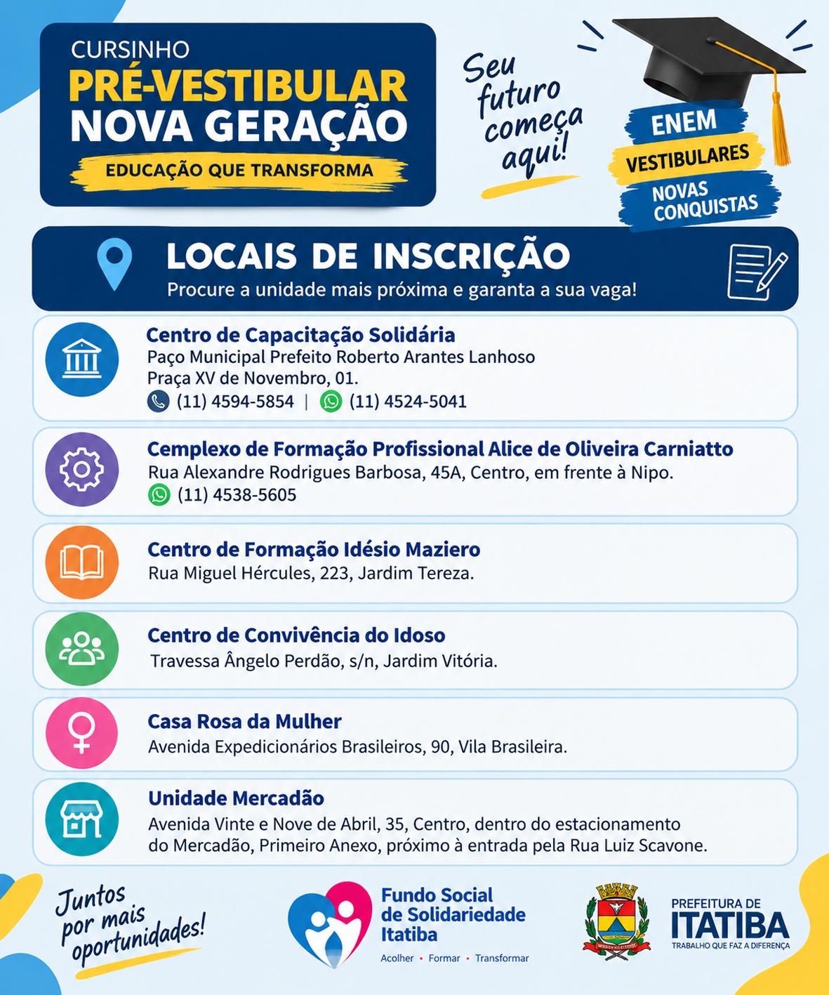 Fundo Social abre inscrições para cursinho Pré-Vestibular Nova Geração Fundo Social abre inscrições para cursinho Pré-Vestibular Nova Geração