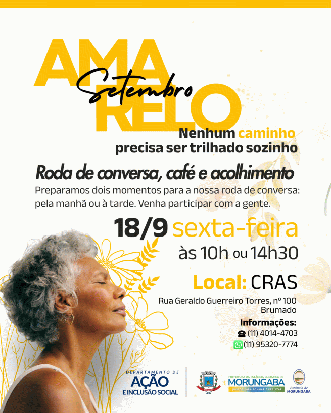 CRAS de Morungaba promove roda de conversa em apoio ao Setembro Amarelo
