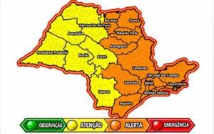 Defesa Civil renova alerta para chuvas e destaca áreas de maior atenção no estado de São Paulo