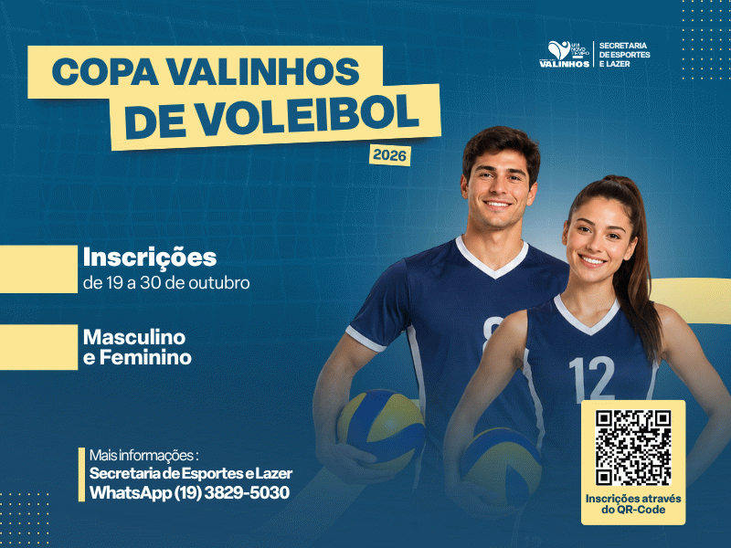 Copa Valinhos de Voleibol 2026 abre inscrições para categorias livres masculino e feminino